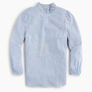 J. Crew Blue and White Ruffleneck NWT